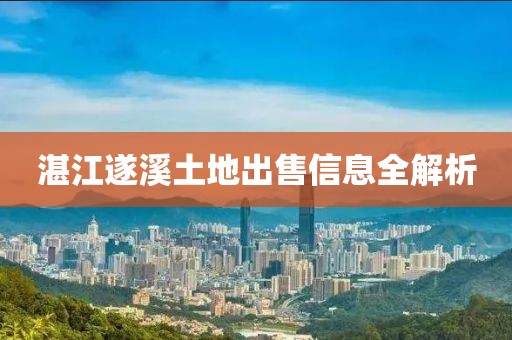 湛江遂溪土地出售信息全解析