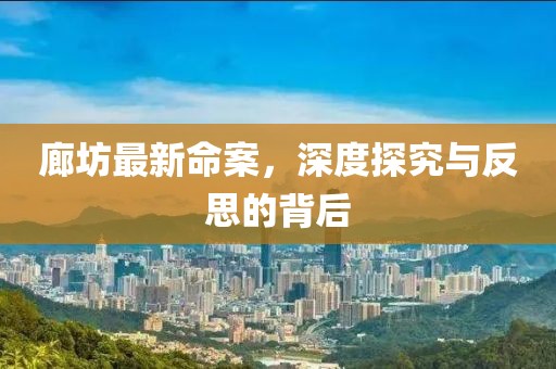 廊坊最新命案，深度探究與反思的背后