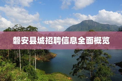 磐安縣城招聘信息全面概覽