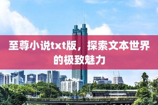 至尊小說txt版，探索文本世界的極致魅力