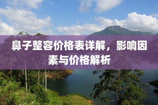 鼻子整容價格表詳解，影響因素與價格解析