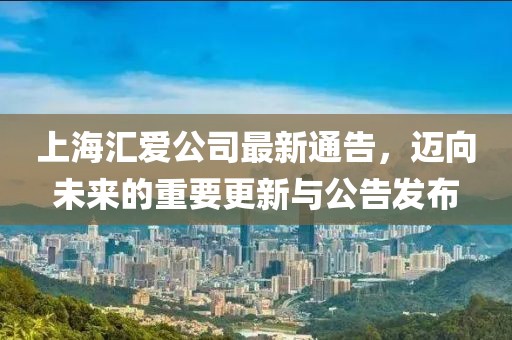 上海匯愛公司最新通告，邁向未來的重要更新與公告發(fā)布