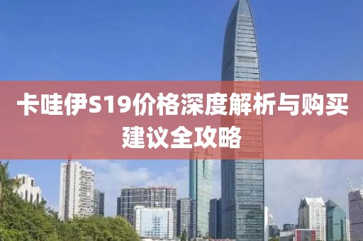 卡哇伊S19價格深度解析與購買建議全攻略