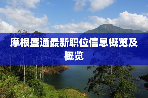 摩根盛通最新職位信息概覽及概覽