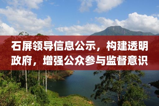 石屏領(lǐng)導(dǎo)信息公示，構(gòu)建透明政府，增強(qiáng)公眾參與監(jiān)督意識(shí)
