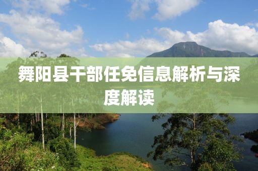 舞陽(yáng)縣干部任免信息解析與深度解讀