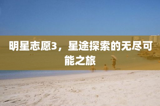 明星志愿3，星途探索的無盡可能之旅