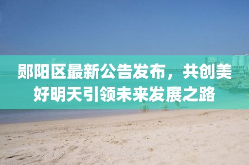 鄖陽區(qū)最新公告發(fā)布，共創(chuàng)美好明天引領(lǐng)未來發(fā)展之路